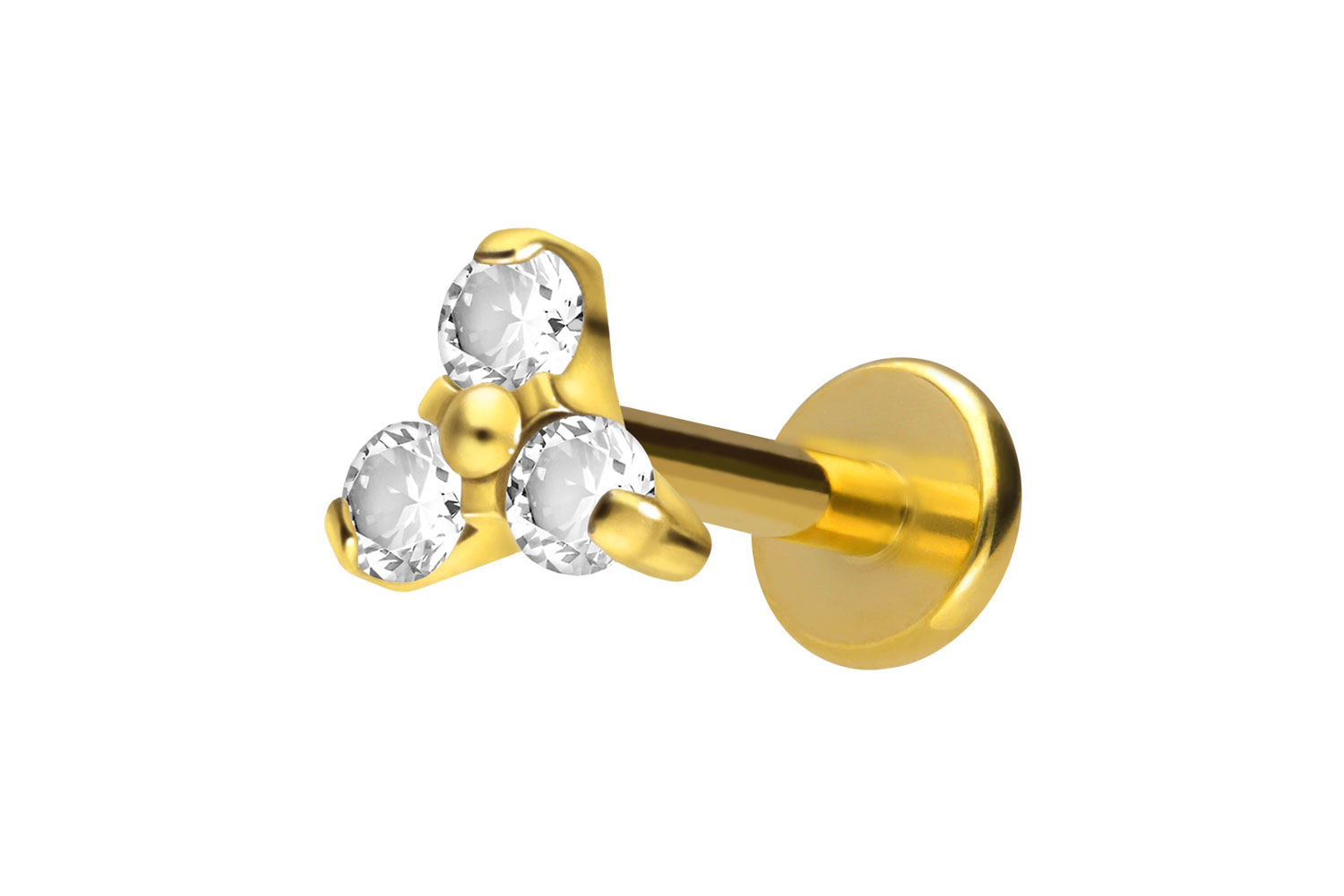 Titan Labret Piercing mit Innengewinde KRISTALLBLUME